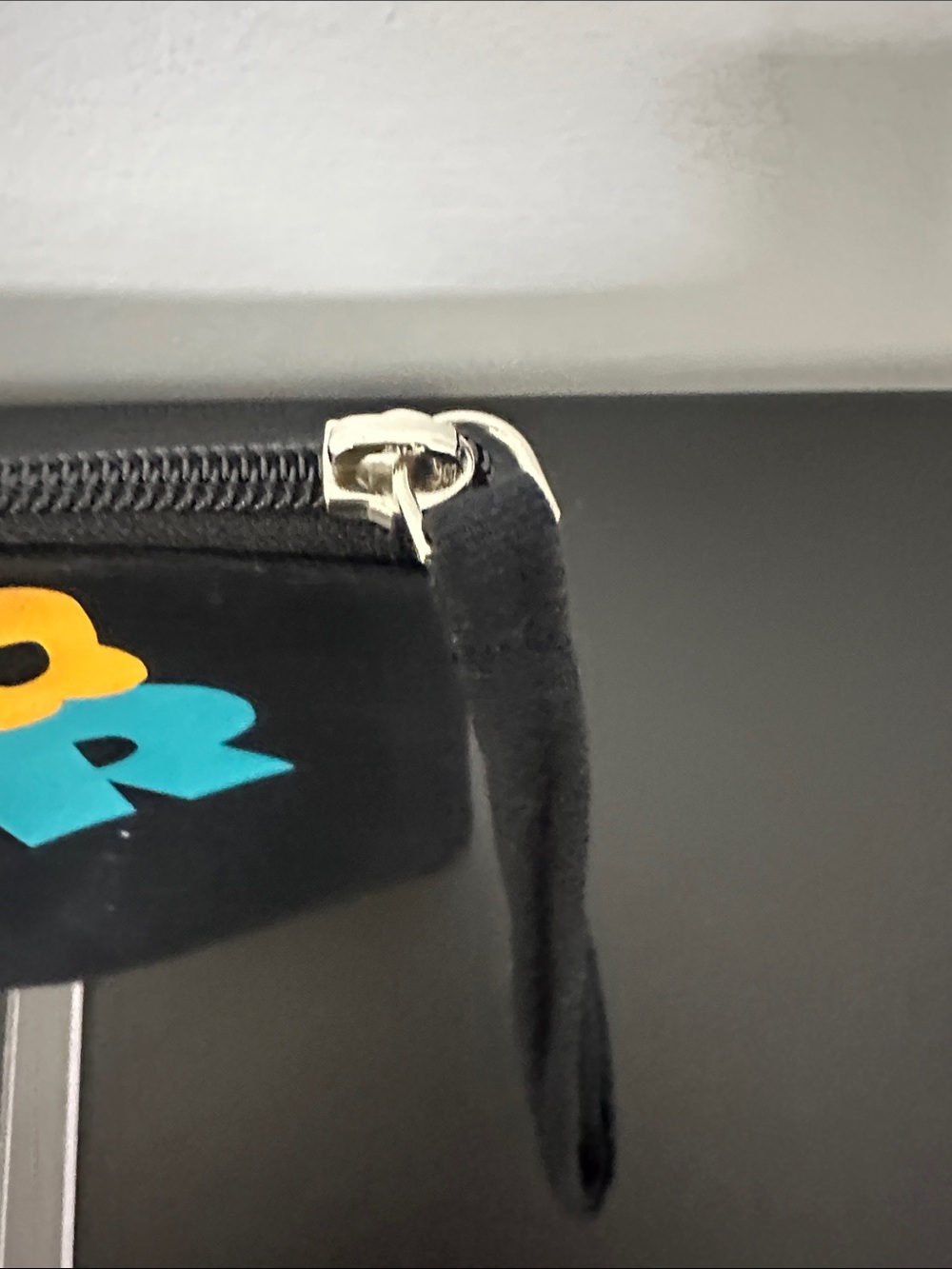 Black Canvas Pouch with Teal Logo and Orange Floral Accents. New. Custom Made - Picture 2 of 4